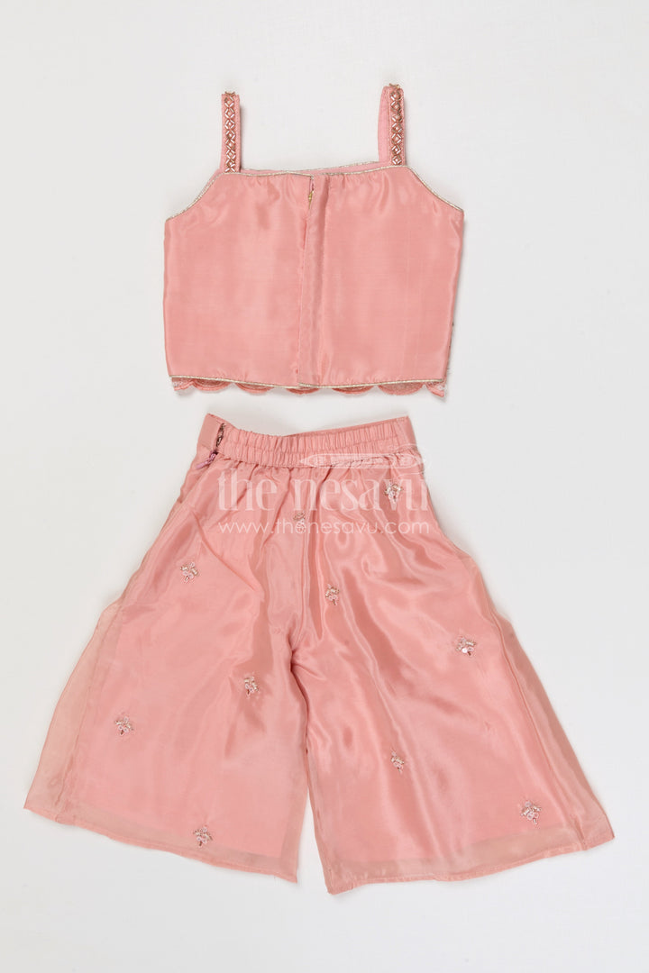 The Nesavu Girls Sharara / Plazo Set Girls Sharara Set for Festive Occasions and Family Celebrations Nesavu Nesavu girls organza sharara set with designer embroidered yoke for weddings and festive celebrations