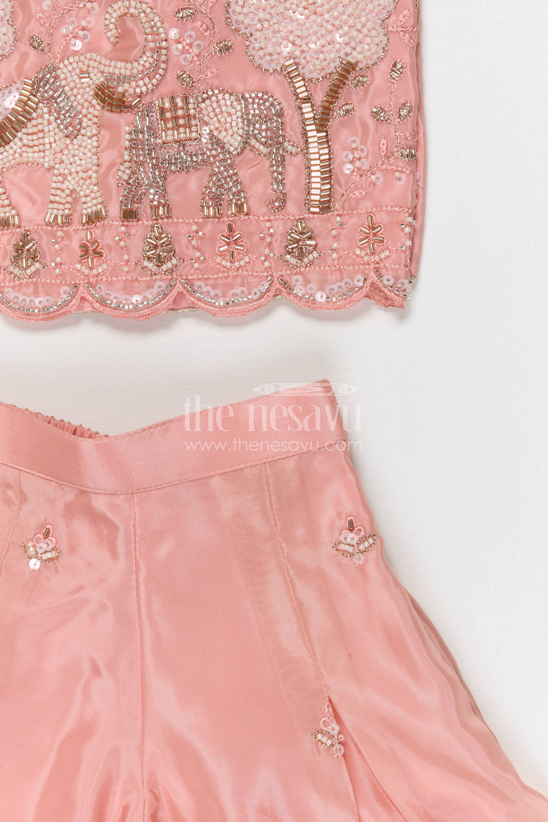 The Nesavu Girls Sharara / Plazo Set Girls Sharara Set for Festive Occasions and Family Celebrations Nesavu Nesavu girls organza sharara set with designer embroidered yoke for weddings and festive celebrations