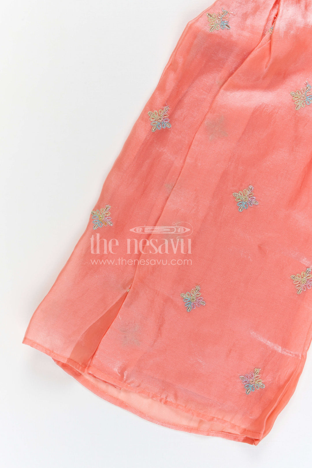 The Nesavu Girls Sharara / Plazo Set Girls Sharara Set for Festive Occasions and Traditional Celebrations Nesavu Nesavu girls viscose silk sharara set for festive occasions with designer embroidered yoke