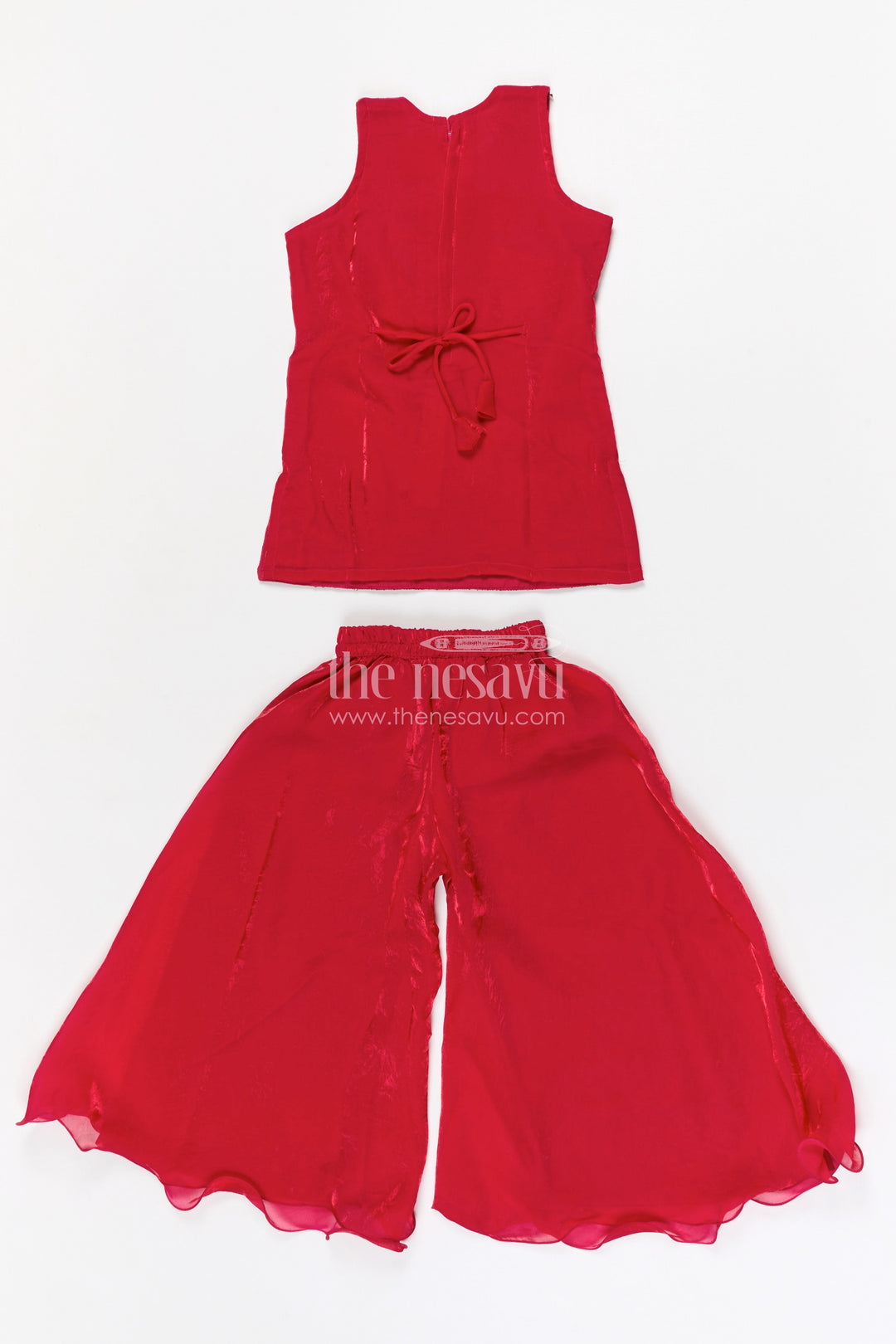 The Nesavu Girls Sharara / Plazo Set Girls Sharara Set for Festive Occasions and Wedding Celebrations Nesavu Nesavu girls organza sharara set with designer embroidery for festive wear