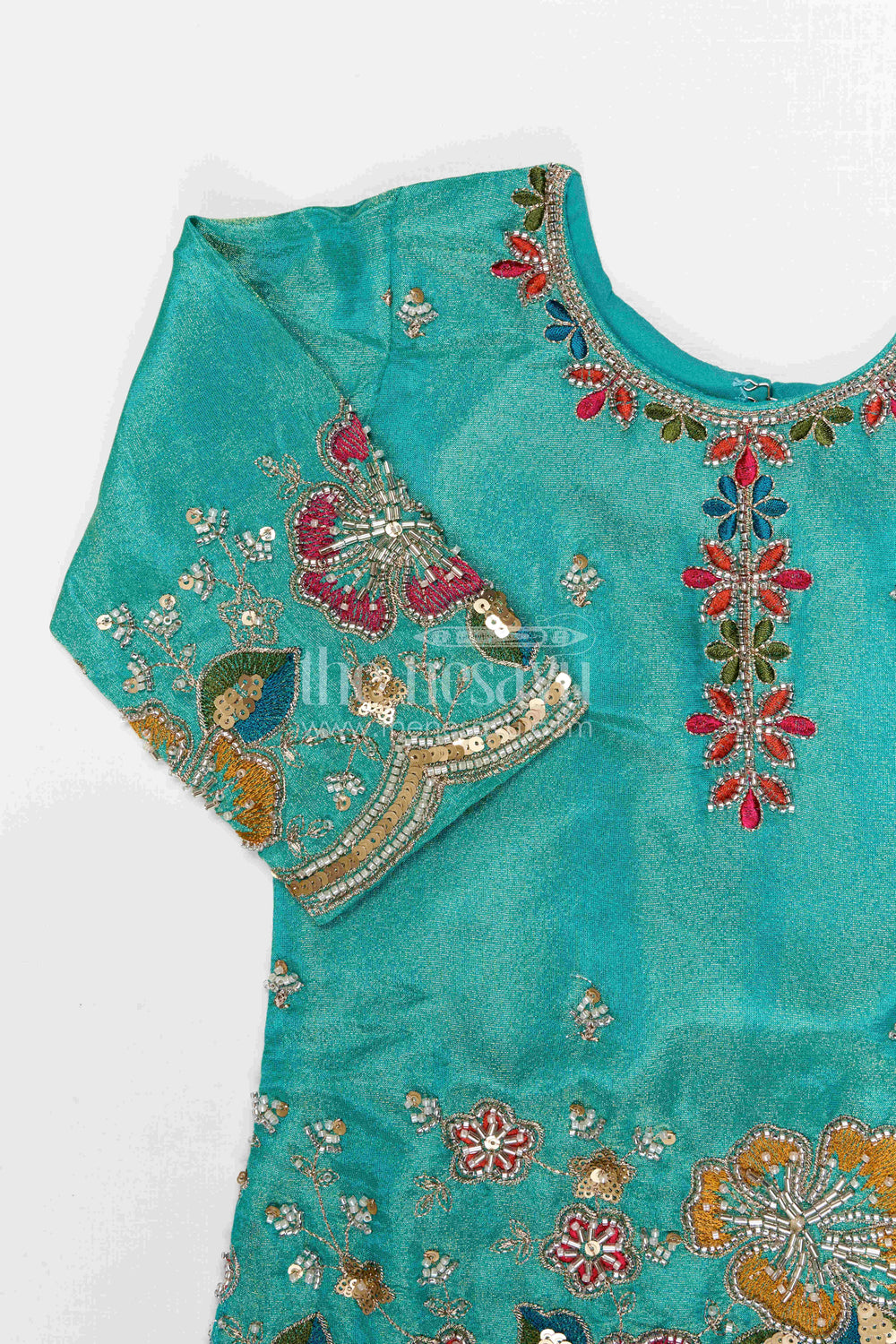 The Nesavu Girls Sharara / Plazo Set Girls Sharara Set for Festive Occasions Nesavu Nesavu girls sharara set for weddings and festive occasions viscose silk designer embroidered outfit