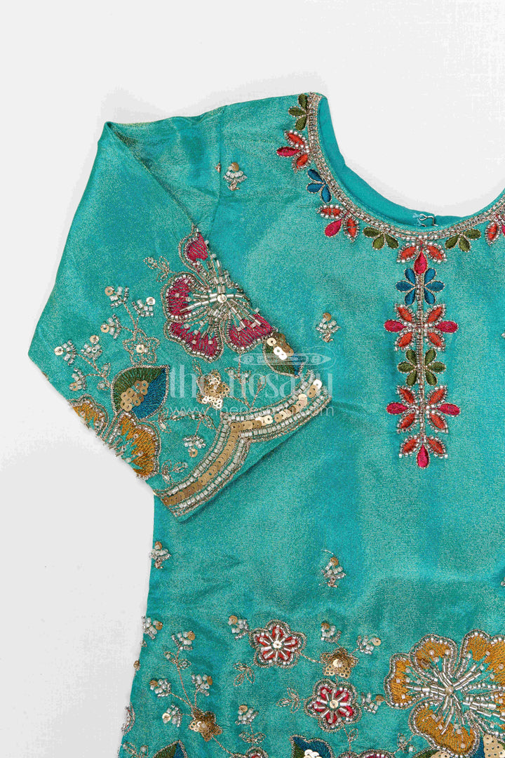 The Nesavu Girls Sharara / Plazo Set Girls Sharara Set for Festive Occasions Nesavu Nesavu girls sharara set for weddings and festive occasions viscose silk designer embroidered outfit