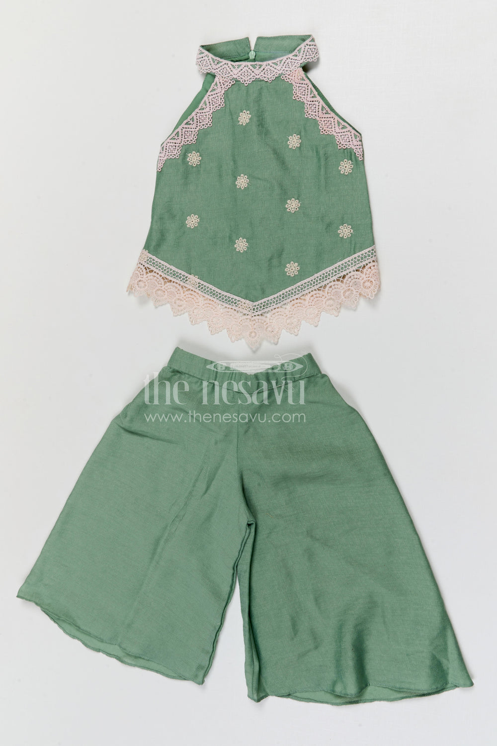 The Nesavu Girls Sharara / Plazo Set Girls Sharara Set for Festive Outings and Traditional Functions Nesavu 18 (2Y) / Green / Viscose GPS1003C-18 Nesavu girls viscose rayon sharara set for festive outings and traditional celebrations