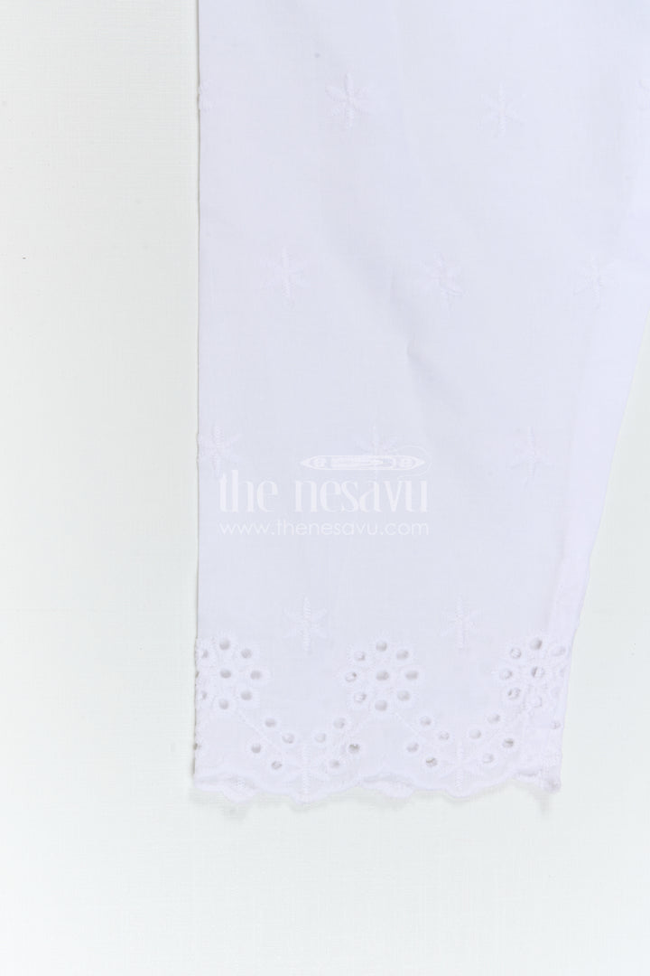 The Nesavu Girls Sharara / Plazo Set Girls Sharara Set for Festive Wear and Family Functions Nesavu Nesavu Girls Crepe Cotton Sharara Set With Thread Embroidery For Festive Wear And Family Functions
