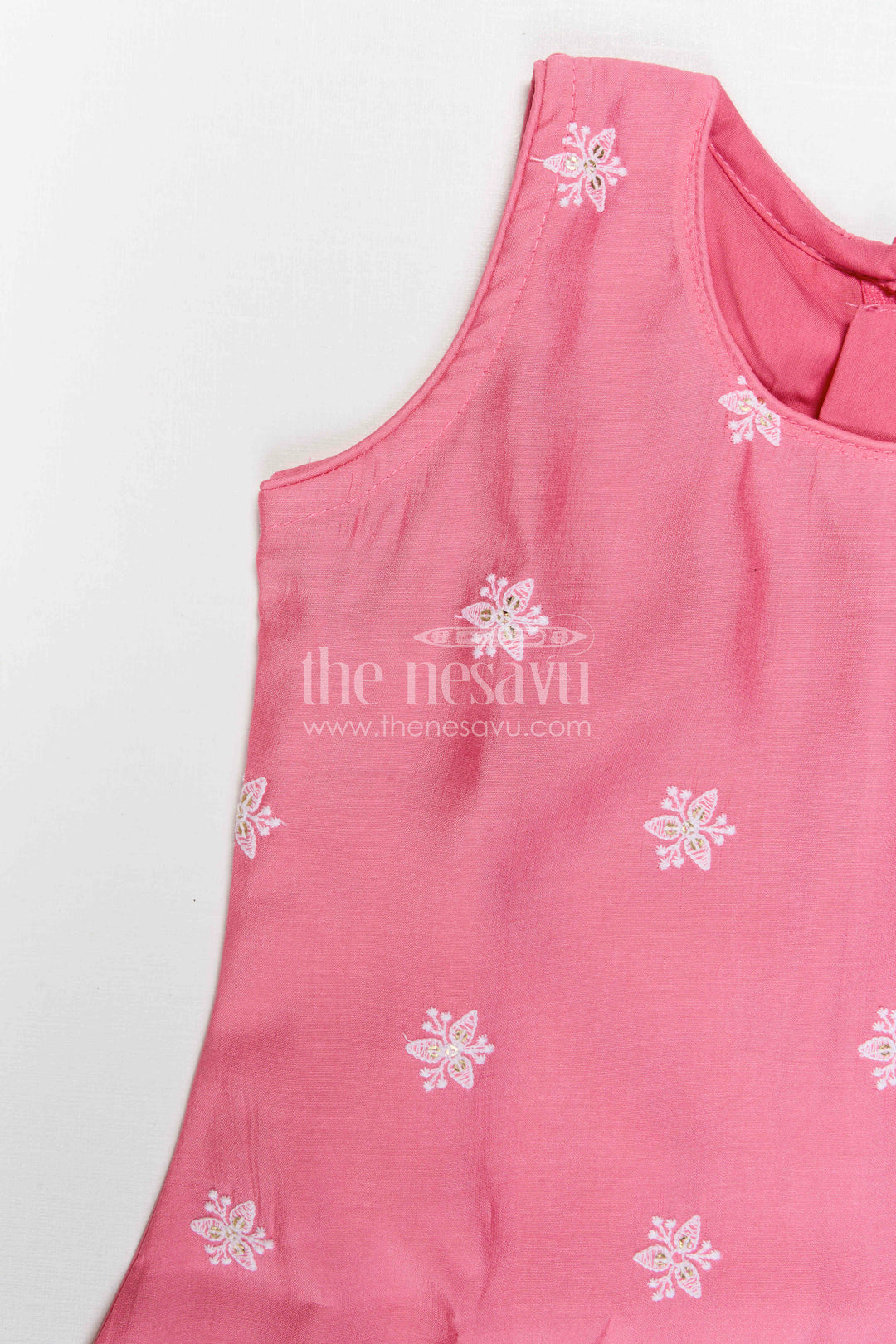 The Nesavu Girls Sharara / Plazo Set Girls Sharara Set for Festive Wear and Family Functions Nesavu Nesavu Girls Crepe Cotton Sharara Set With Thread Embroidery For Festive Wear And Family Functions