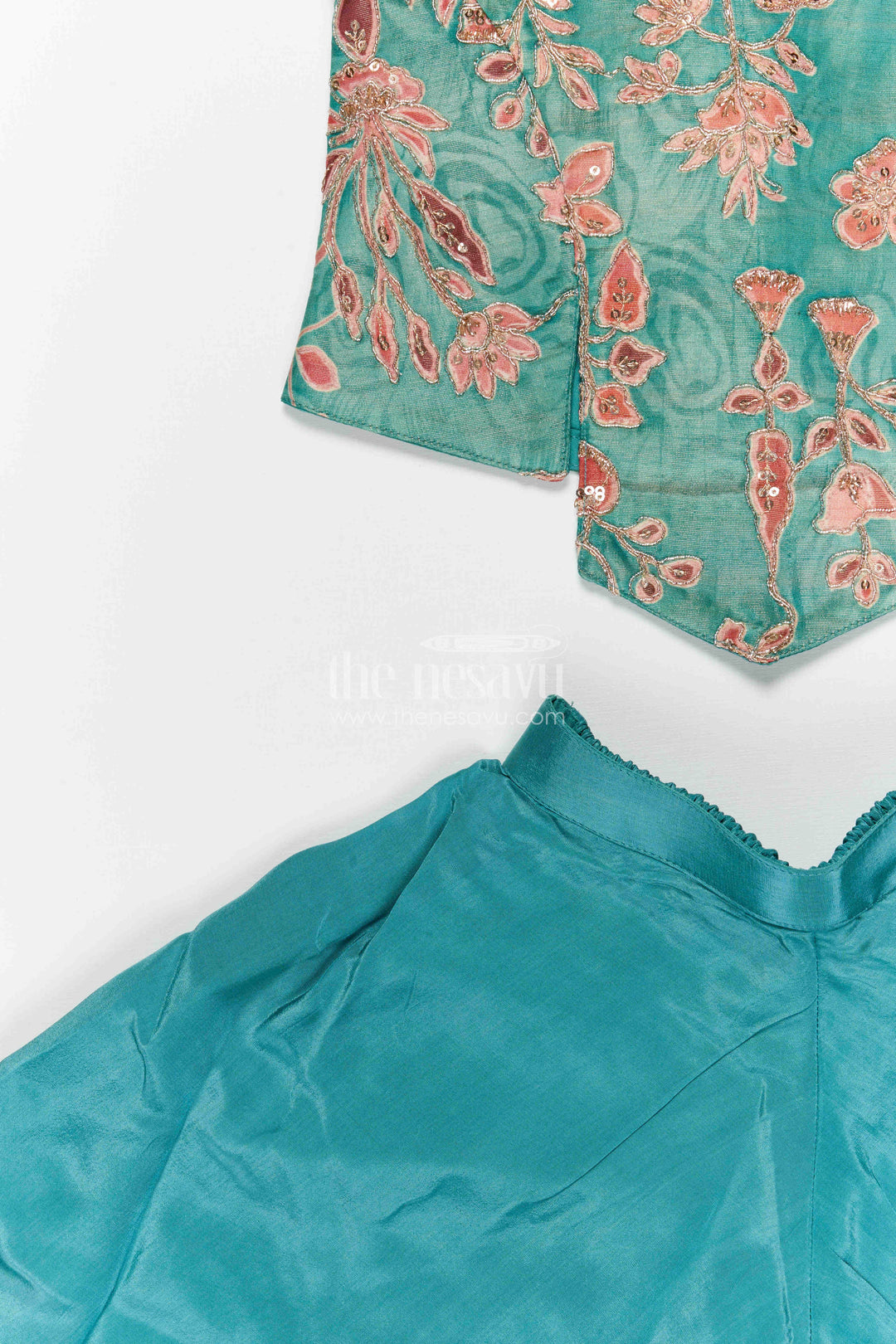 The Nesavu Girls Sharara / Plazo Set Girls Sharara Set for Festive Weddings and Ethnic Celebrations Nesavu Nesavu girls tissue organza sharara set for weddings with designer embroidery