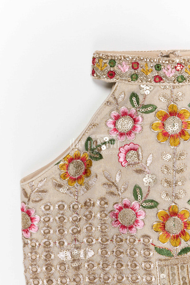 The Nesavu Girls Sharara / Plazo Set Girls Sharara Set for Festive Weddings and Family Functions Nesavu Nesavu girls sharara set for weddings and festive occasions with sequin embroidered yoke