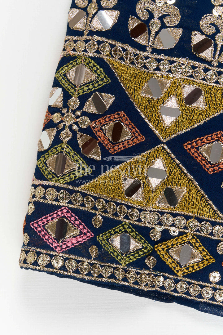 The Nesavu Girls Sharara / Plazo Set Girls Sharara Set for Festive Weddings and Special Occasions Nesavu Nesavu Girls Georgette Sharara Set For Festive Weddings And Special Occasions With Designer Embroidery