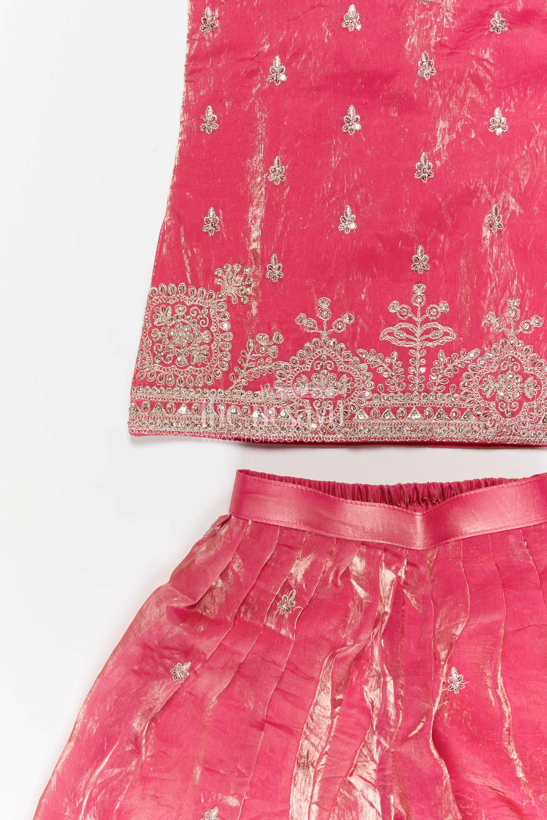 The Nesavu Girls Sharara / Plazo Set Girls Sharara Set for Grand Festive Celebrations and Weddings Nesavu Nesavu organza tissue silk girls sharara set for weddings with designer embroidery