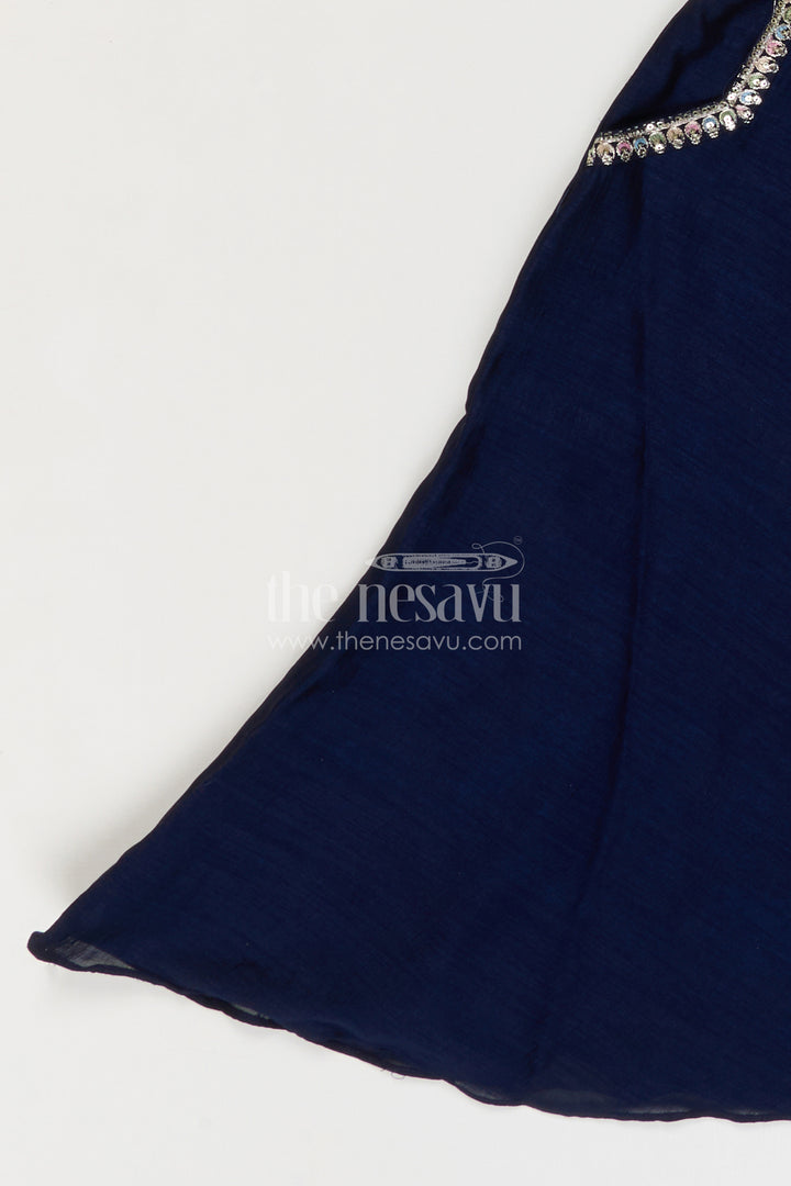 The Nesavu Girls Sharara / Plazo Set Girls Sharara Set for Sangeeth and Festive Occasions Nesavu Nesavu Girls Sharara Set For Weddings And Festive Occasions With Embroidered Jacket And Flowy Pants