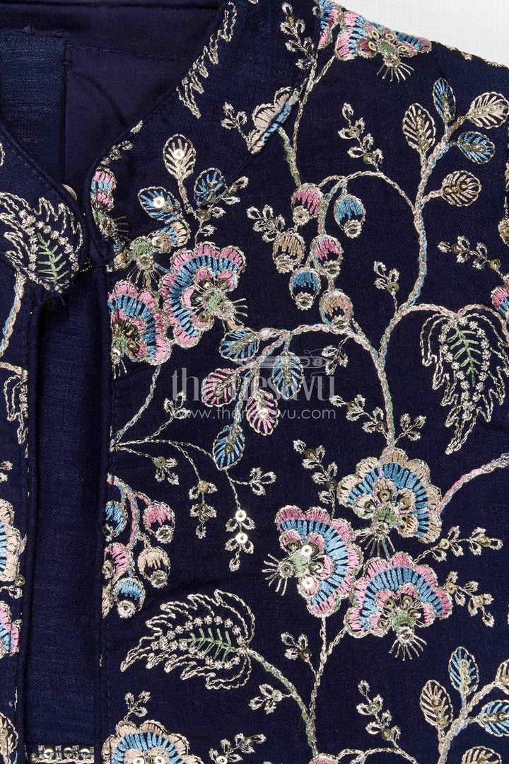The Nesavu Girls Sharara / Plazo Set Girls Sharara Set for Sangeeth and Festive Occasions Nesavu Nesavu Girls Sharara Set For Weddings And Festive Occasions With Embroidered Jacket And Flowy Pants