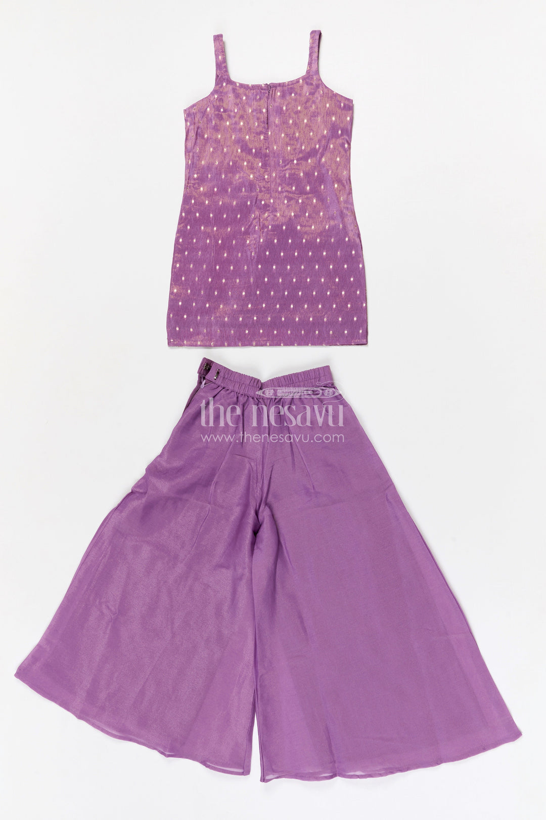 The Nesavu Girls Sharara / Plazo Set Girls Sharara Set for Traditional Functions and Festive Gatherings Nesavu Nesavu girls viscose silk sharara set for festive gatherings with designer embroidered yoke