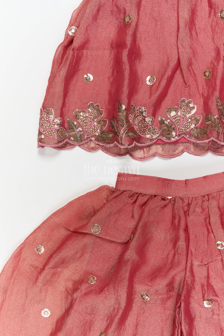 The Nesavu Girls Sharara / Plazo Set Girls Sharara Set for Wedding and Festive Celebrations Nesavu Nesavu girls sharara set in organza for weddings and festive functions with embroidered kurti
