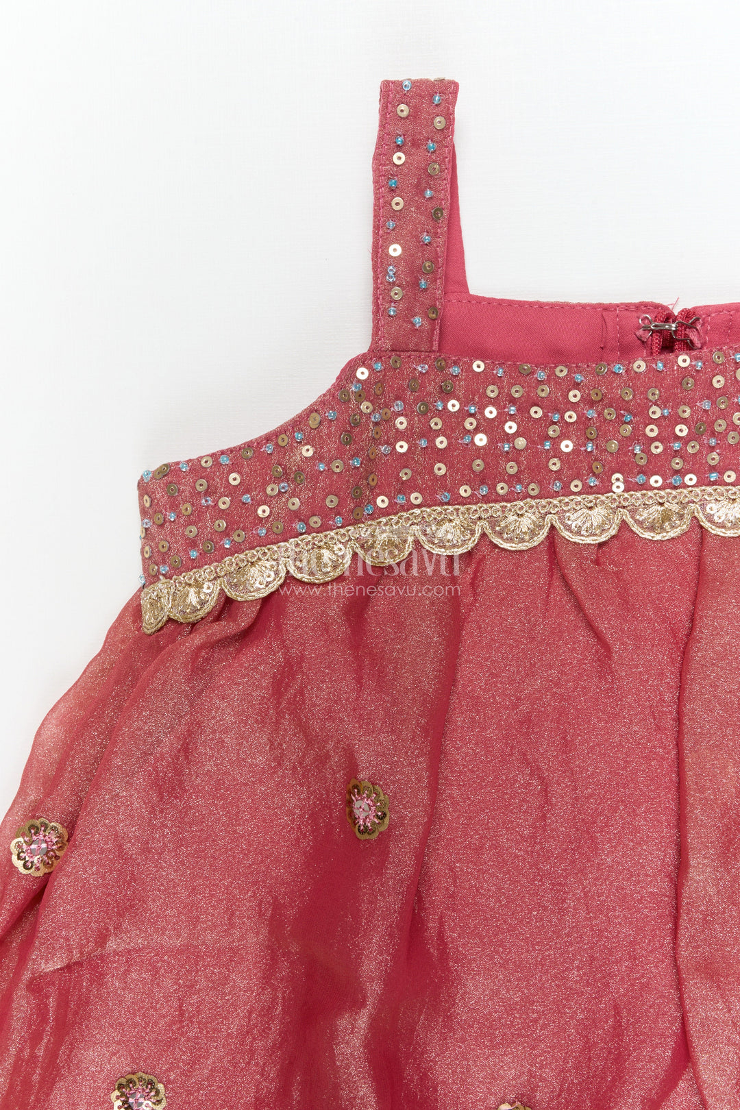 The Nesavu Girls Sharara / Plazo Set Girls Sharara Set for Wedding and Festive Celebrations Nesavu Nesavu girls sharara set in organza for weddings and festive functions with embroidered kurti