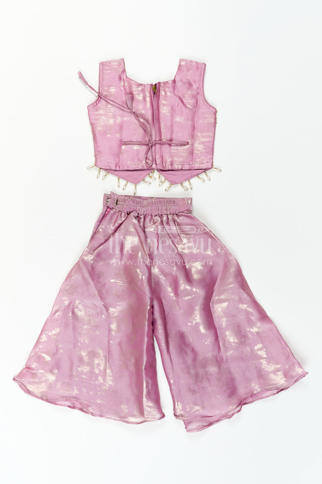 The Nesavu Girls Sharara / Plazo Set Girls Sharara Set for Wedding Celebrations and Festive Occasions Nesavu Nesavu Girls Sharara Set For Weddings And Festive Celebrations With Embroidered Designer Yoke