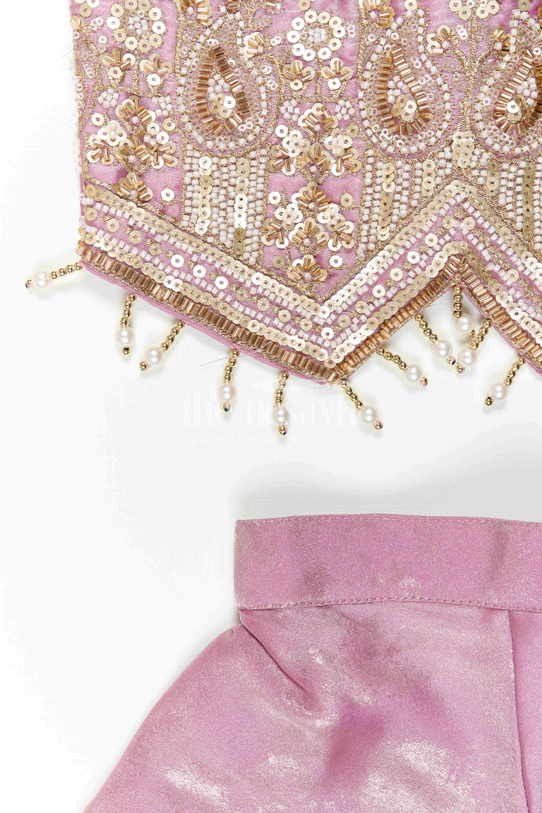 The Nesavu Girls Sharara / Plazo Set Girls Sharara Set for Wedding Celebrations and Festive Occasions Nesavu Nesavu Girls Sharara Set For Weddings And Festive Celebrations With Embroidered Designer Yoke