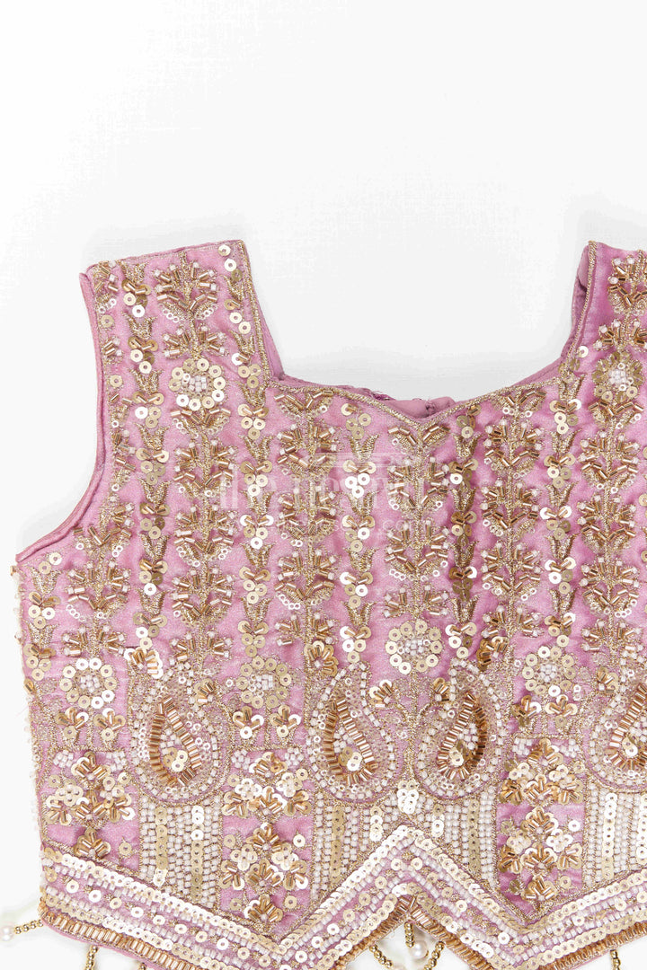 The Nesavu Girls Sharara / Plazo Set Girls Sharara Set for Wedding Celebrations and Festive Occasions Nesavu Nesavu Girls Sharara Set For Weddings And Festive Celebrations With Embroidered Designer Yoke