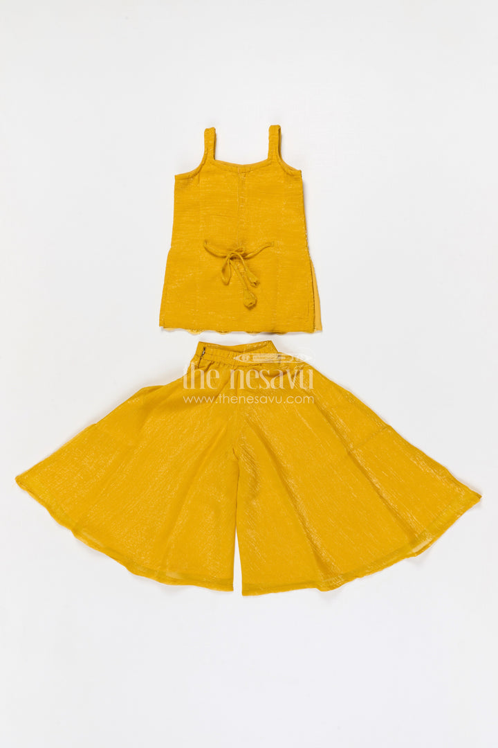 The Nesavu Girls Sharara / Plazo Set Girls Sharara Set for Wedding Functions and Festive Wear Nesavu Nesavu girls georgette sharara set for wedding functions with designer embroidered yoke