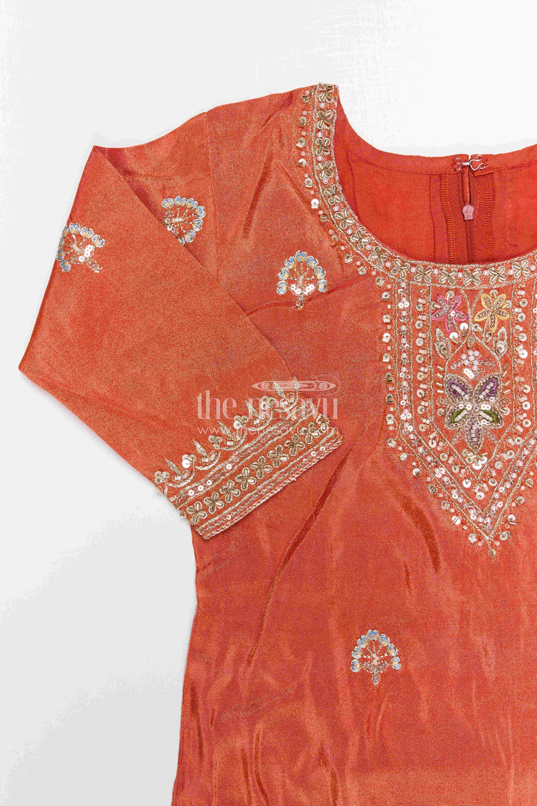 The Nesavu Girls Sharara / Plazo Set Girls Sharara Set for Wedding Functions and Festive Wearing Nesavu Nesavu girls georgette sharara set with designer embroidery for weddings