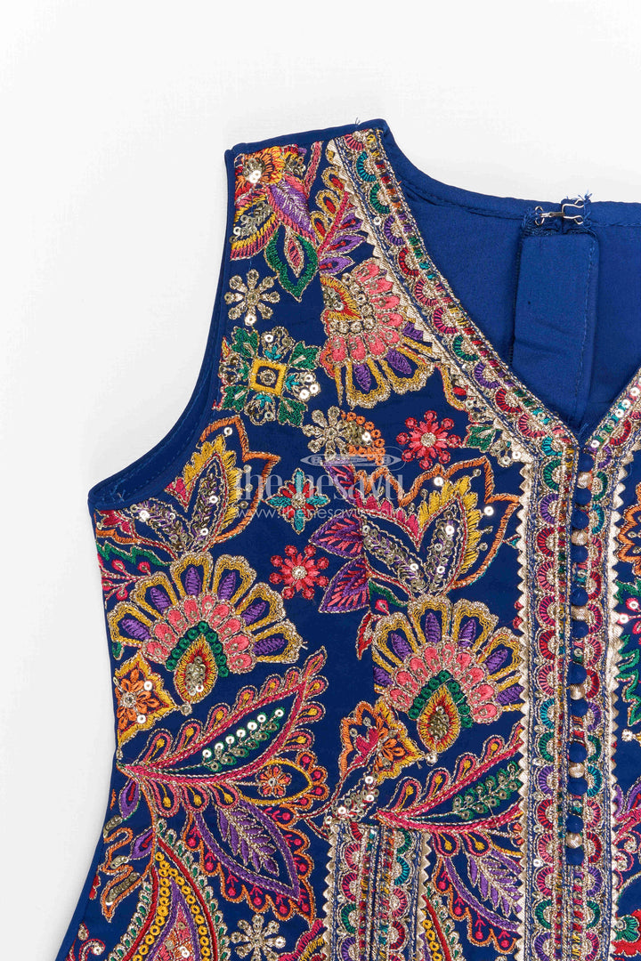 The Nesavu Girls Sharara / Plazo Set Girls Sharara Set for Wedding Functions Nesavu Nesavu girls georgette sharara set for weddings with thread embroidery yoke