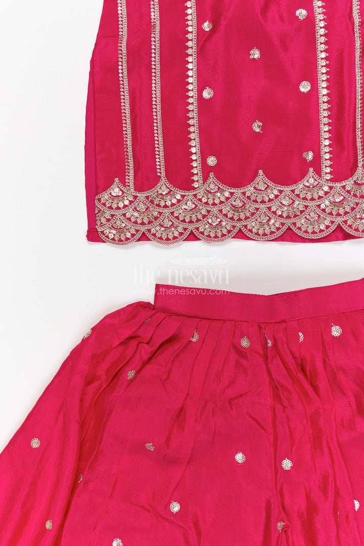 The Nesavu Girls Sharara / Plazo Set Girls Sharara Set for Wedding Functions Nesavu Nesavu girls viscose silk sharara set with sequin embroidery for weddings