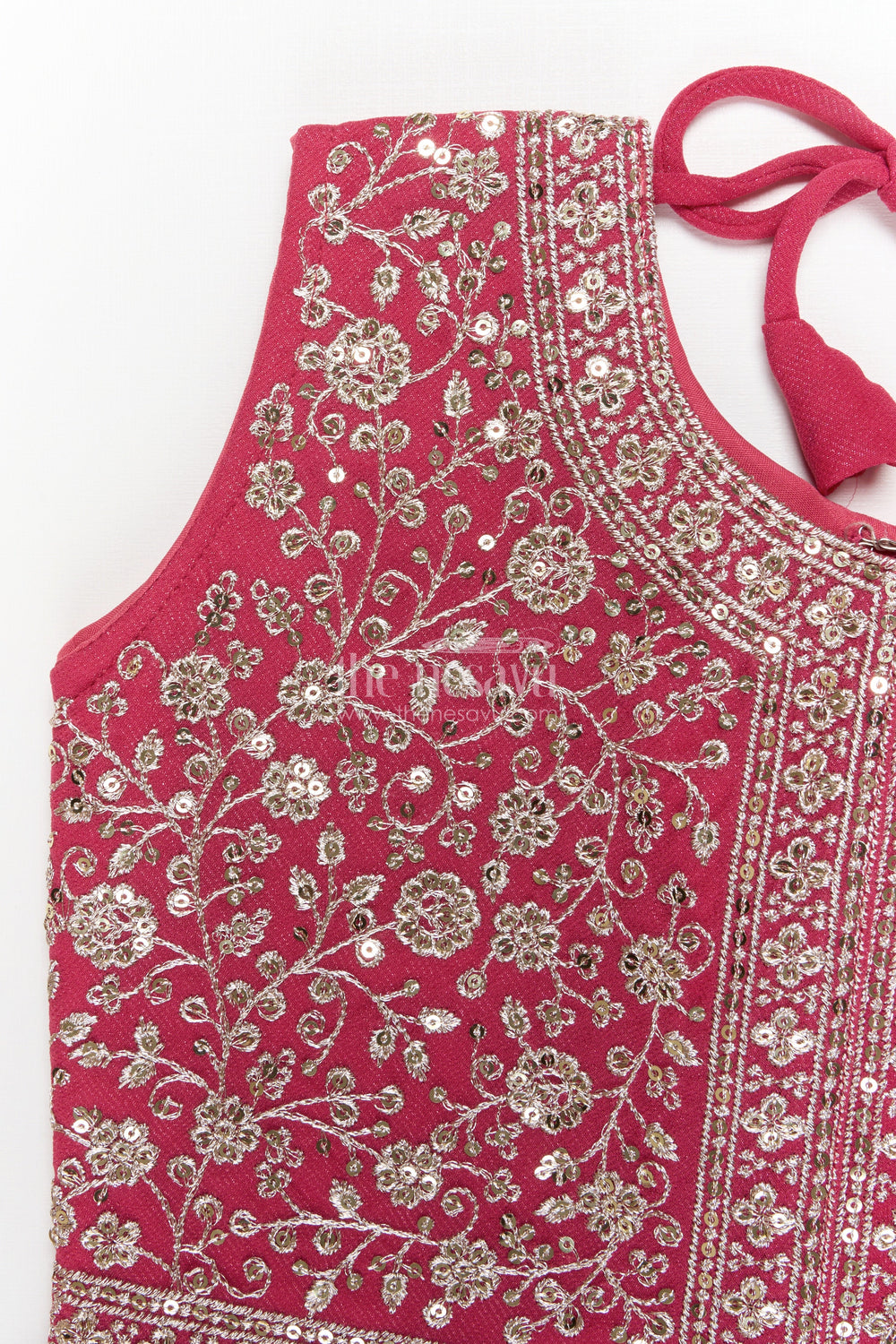 The Nesavu Girls Sharara / Plazo Set Girls Sharara Set for Wedding Receptions and Festive Occasions Nesavu Nesavu girls sharara set with embroidered peplum top for weddings and festive parties