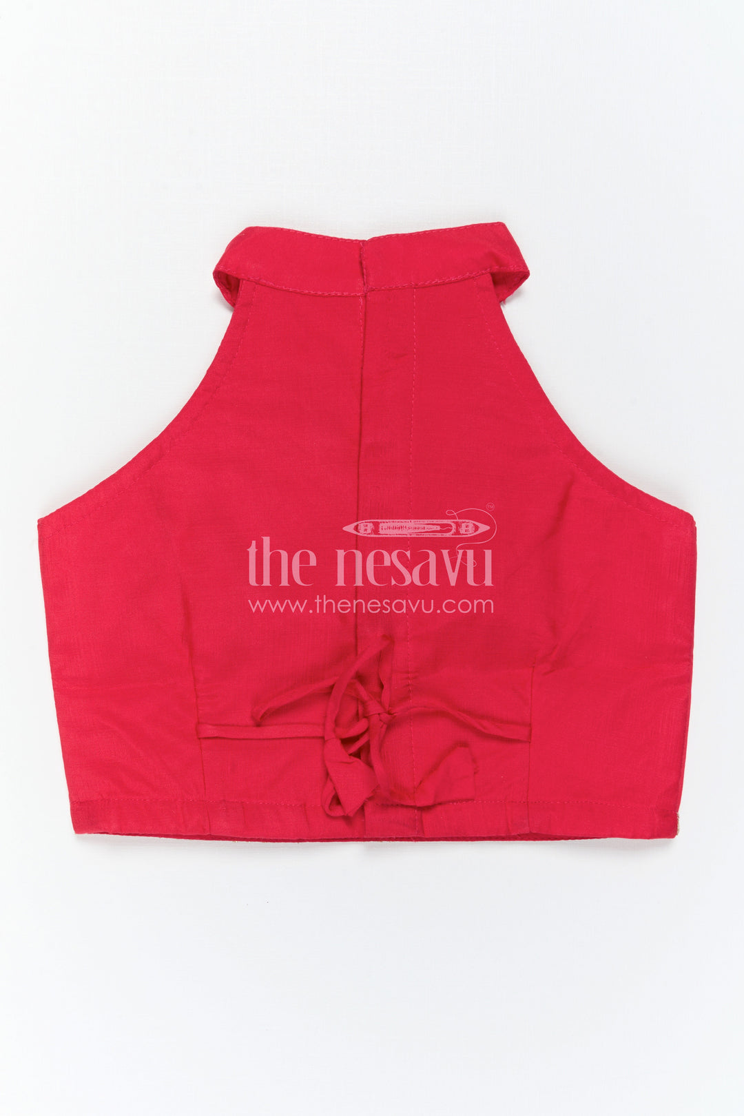The Nesavu Girls Sharara / Plazo Set Girls Sharara Set for Weddings and Cultural Events Nesavu Nesavu Girls Sharara Set For Weddings With Modal Silk And Designer Embroidery Yoke Red Festive Outfit