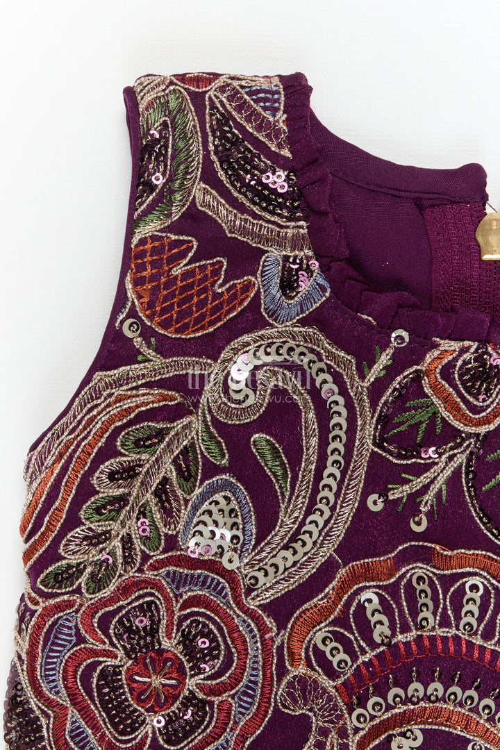 The Nesavu Girls Sharara / Plazo Set Girls Sharara Set for Weddings and Cultural Programs Nesavu Nesavu girls embroidered sharara set in organza for weddings and festive stage moments