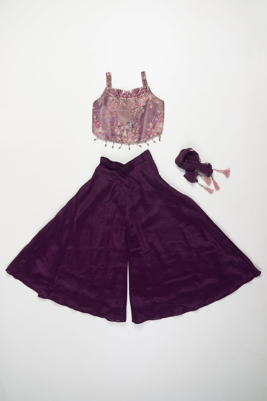 The Nesavu Girls Sharara / Plazo Set Girls Sharara Set for Weddings and Festive Celebrations Nesavu Nesavu girls georgette sharara set sequin embroidery weddings festive occasions