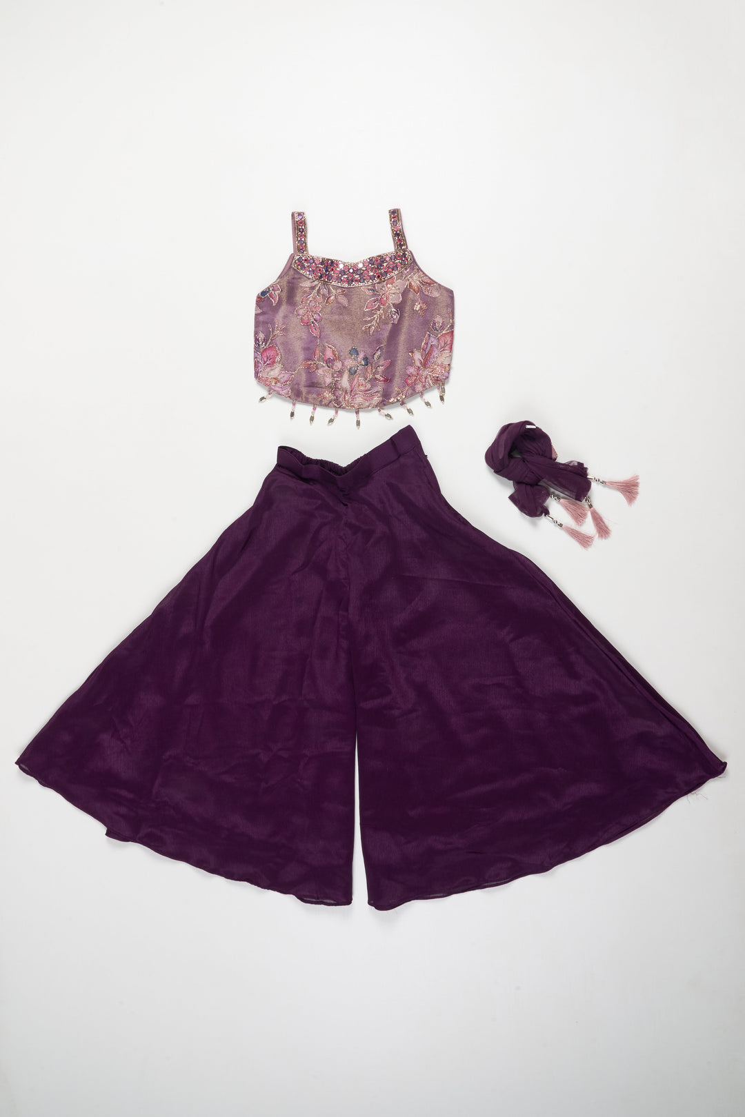 The Nesavu Girls Sharara / Plazo Set Girls Sharara Set for Weddings and Festive Celebrations Nesavu Nesavu girls georgette sharara set sequin embroidery weddings festive occasions