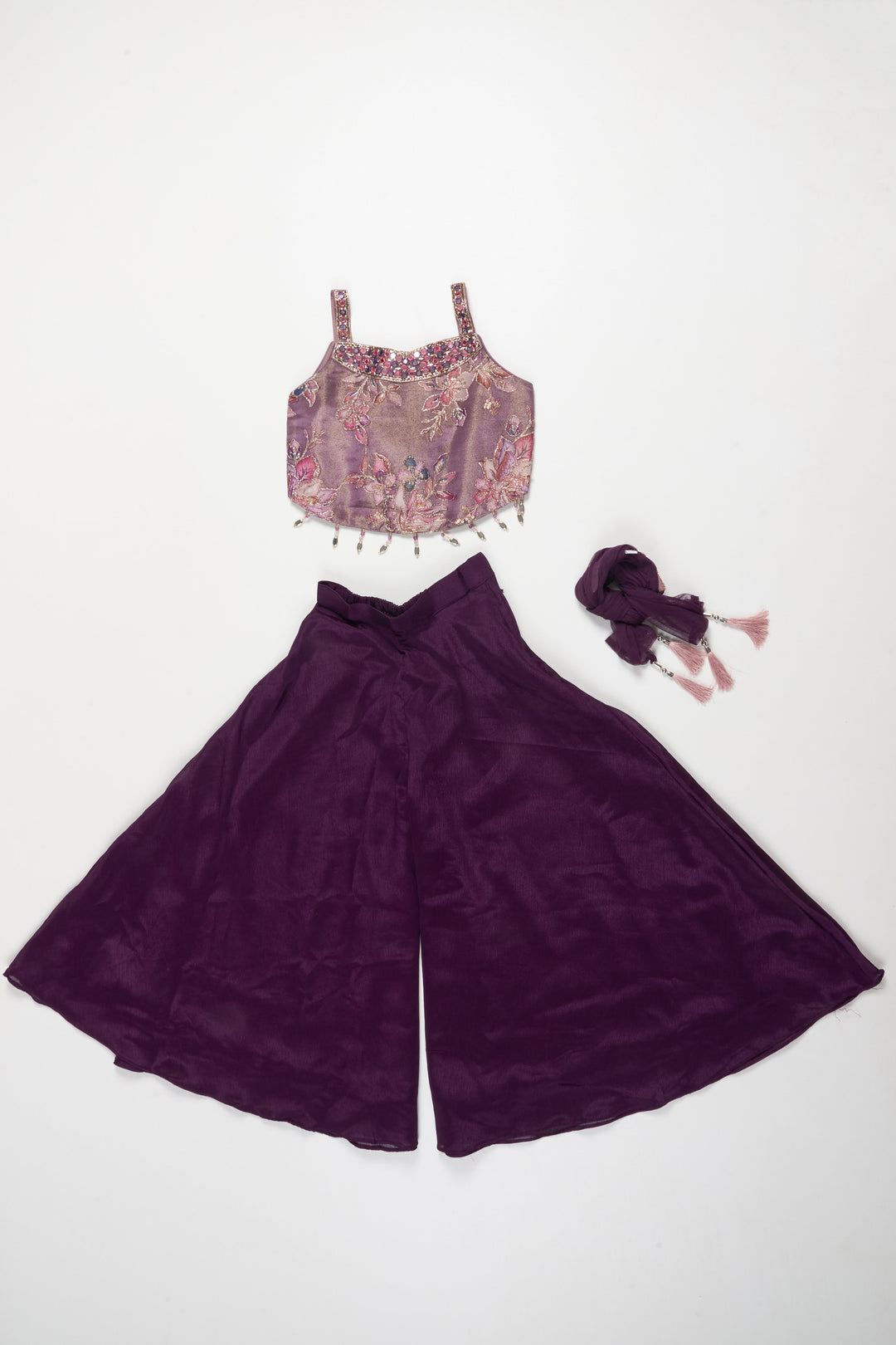 The Nesavu Girls Sharara / Plazo Set Girls Sharara Set for Weddings and Festive Celebrations Nesavu Nesavu girls georgette sharara set sequin embroidery weddings festive occasions