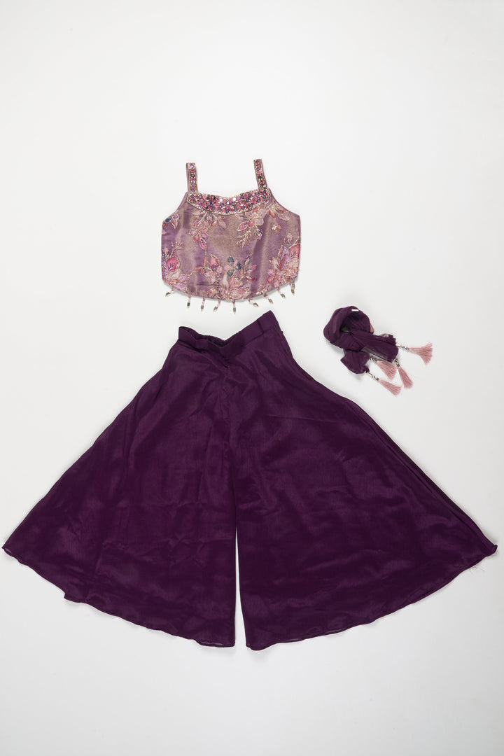 The Nesavu Girls Sharara / Plazo Set Girls Sharara Set for Weddings and Festive Celebrations Nesavu Nesavu girls georgette sharara set sequin embroidery weddings festive occasions