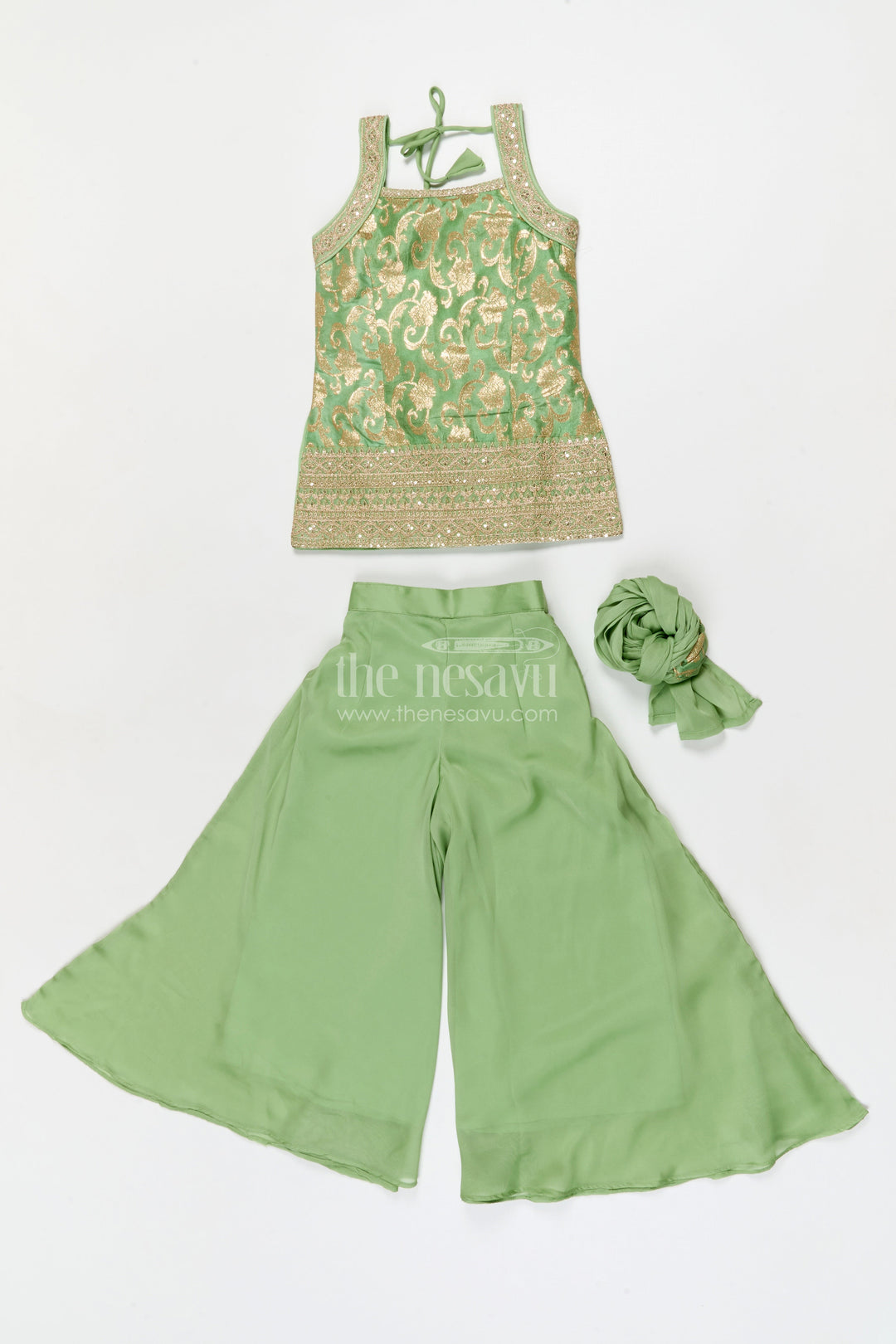 The Nesavu Girls Sharara / Plazo Set Girls Sharara Set for Weddings and Festive Events Nesavu Nesavu girls sharara set for festive weddings and ethnic celebrations in viscose silk