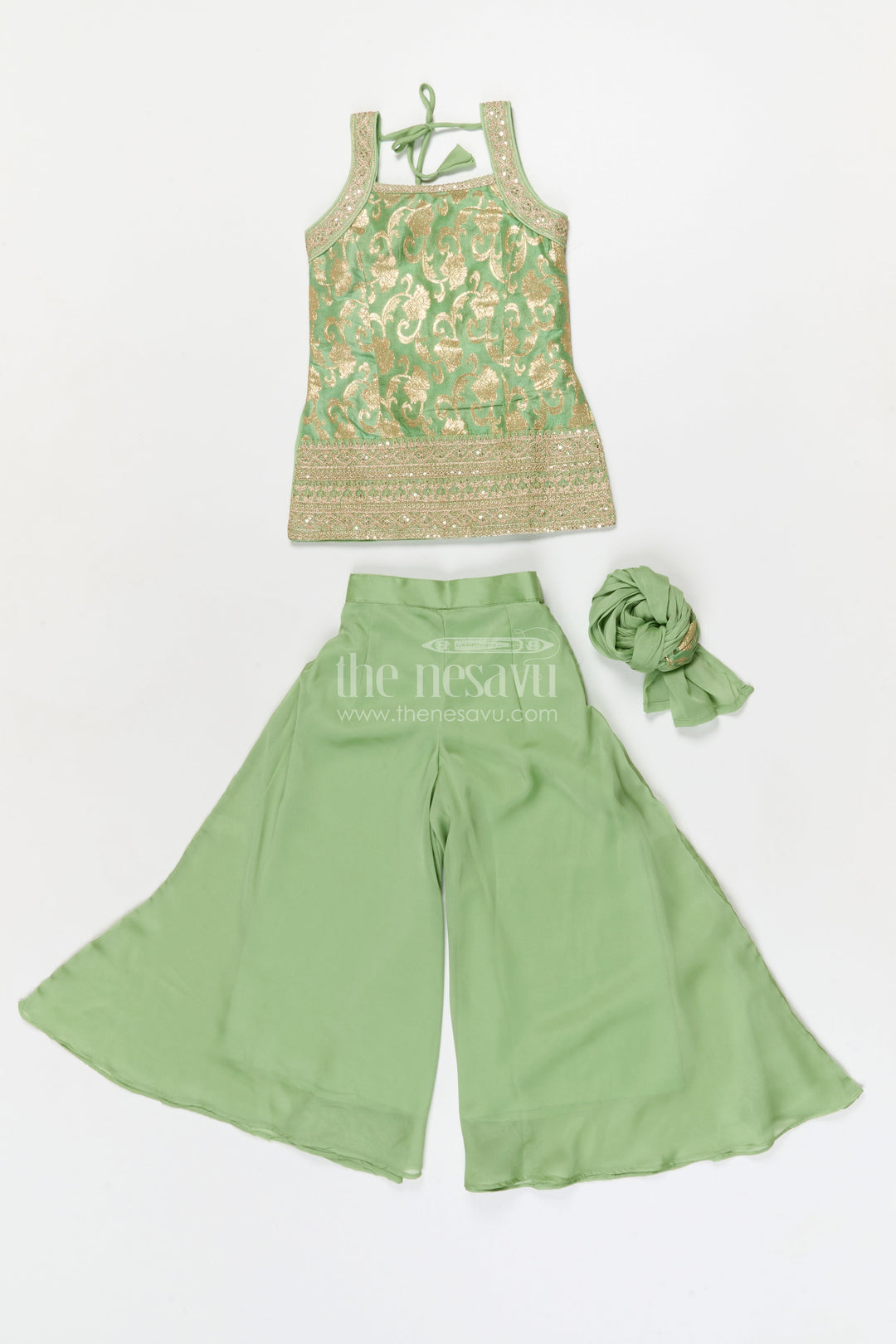 The Nesavu Girls Sharara / Plazo Set Girls Sharara Set for Weddings and Festive Events Nesavu Nesavu girls sharara set for festive weddings and ethnic celebrations in viscose silk