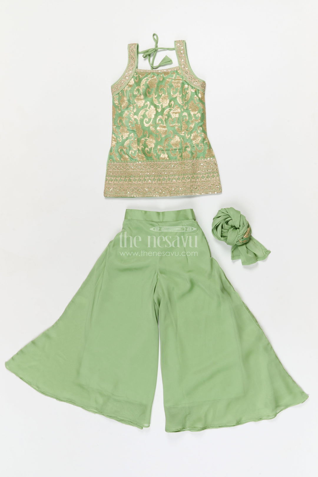 The Nesavu Girls Sharara / Plazo Set Girls Sharara Set for Weddings and Festive Events Nesavu Nesavu girls sharara set for festive weddings and ethnic celebrations in viscose silk