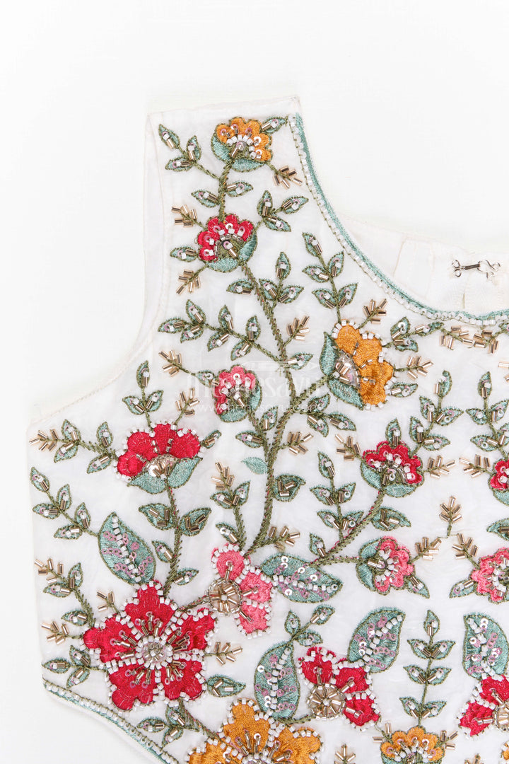 The Nesavu Girls Sharara / Plazo Set Girls Sharara Set for Weddings and Festive Family Celebrations Nesavu Nesavu girls crushed organza sharara set for weddings and festive occasions with embroidered yoke