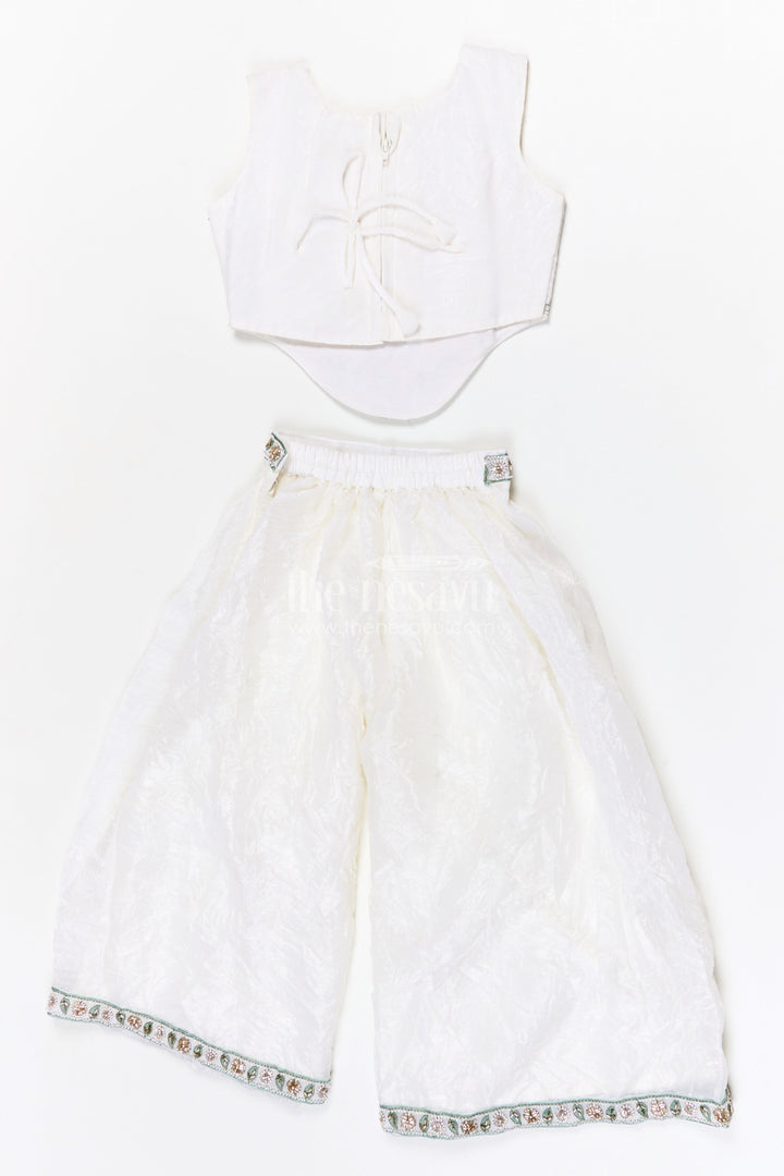 The Nesavu Girls Sharara / Plazo Set Girls Sharara Set for Weddings and Festive Family Celebrations Nesavu Nesavu girls crushed organza sharara set for weddings and festive occasions with embroidered yoke