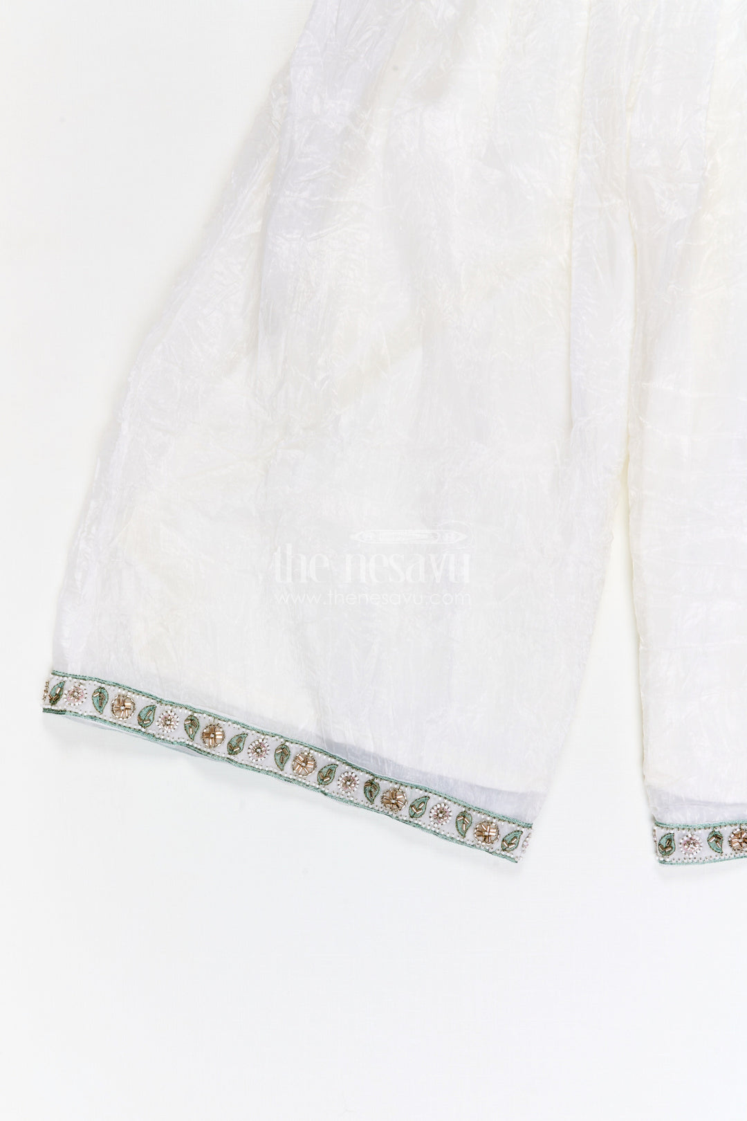 The Nesavu Girls Sharara / Plazo Set Girls Sharara Set for Weddings and Festive Family Celebrations Nesavu Nesavu girls crushed organza sharara set for weddings and festive occasions with embroidered yoke