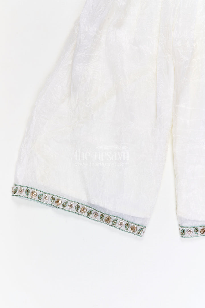 The Nesavu Girls Sharara / Plazo Set Girls Sharara Set for Weddings and Festive Family Celebrations Nesavu Nesavu girls crushed organza sharara set for weddings and festive occasions with embroidered yoke