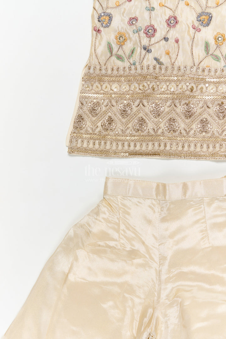 The Nesavu Girls Sharara / Plazo Set Girls Sharara Set for Weddings and Festive Family Gatherings Nesavu Nesavu girls sharara set for festive weddings and family celebrations in viscose silk