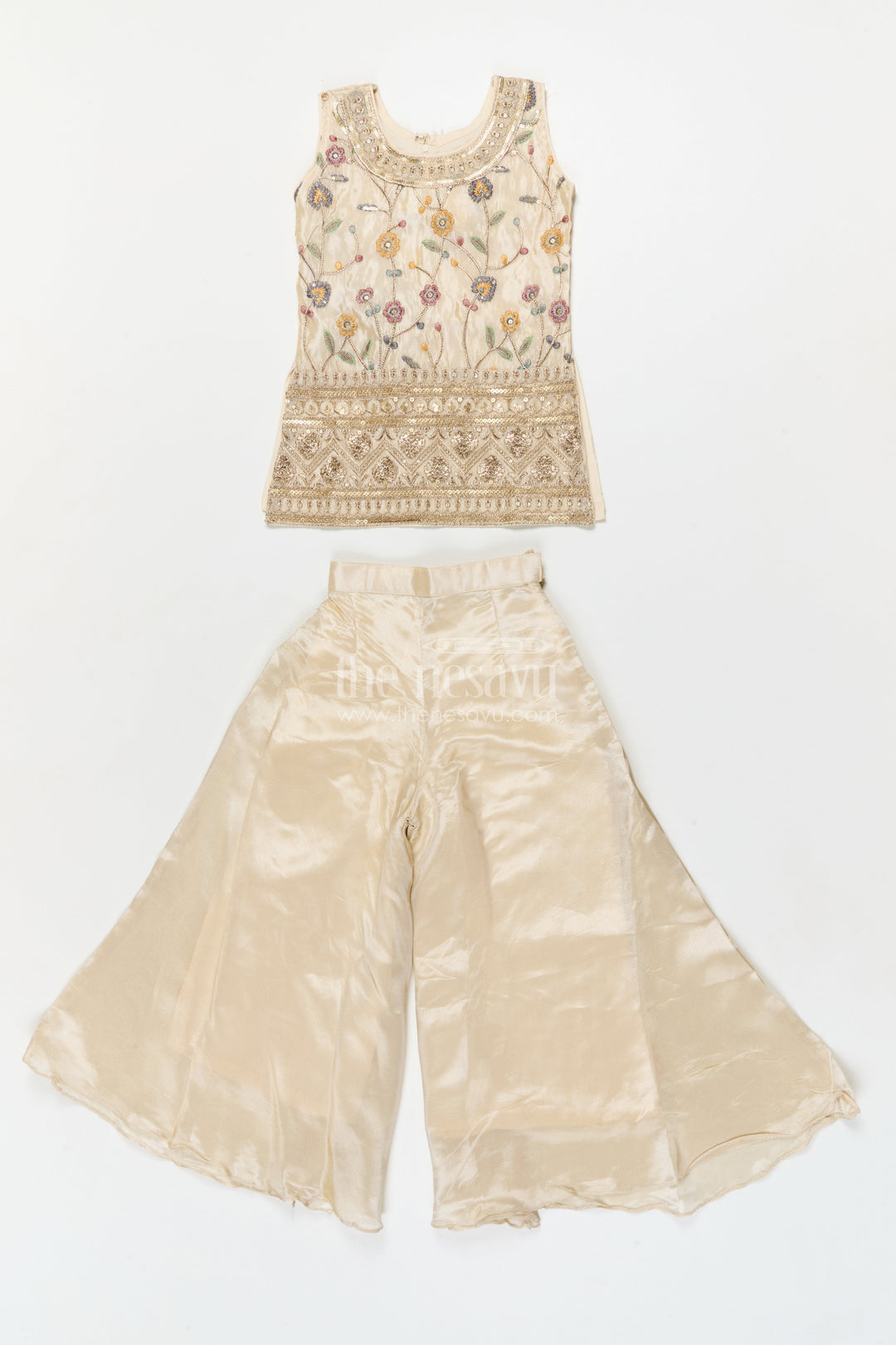 The Nesavu Girls Sharara / Plazo Set Girls Sharara Set for Weddings and Festive Family Gatherings Nesavu Nesavu girls sharara set for festive weddings and family celebrations in viscose silk