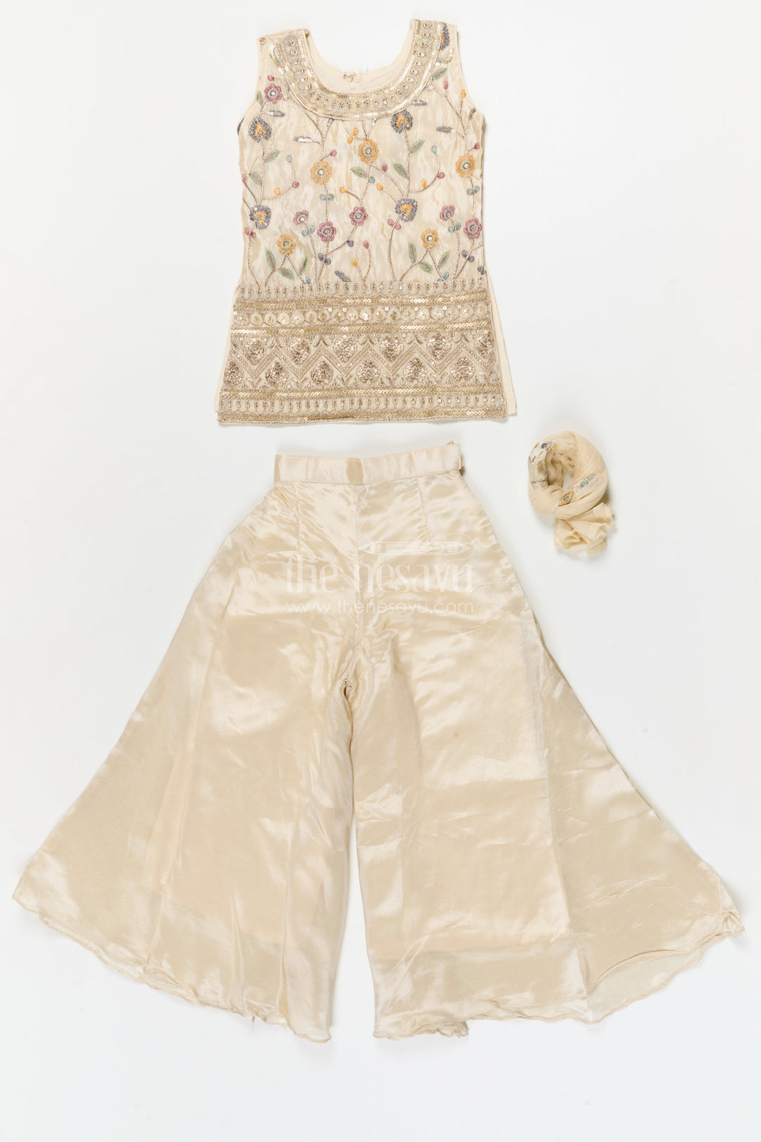 The Nesavu Girls Sharara / Plazo Set Girls Sharara Set for Weddings and Festive Family Gatherings Nesavu Nesavu girls sharara set for festive weddings and family celebrations in viscose silk