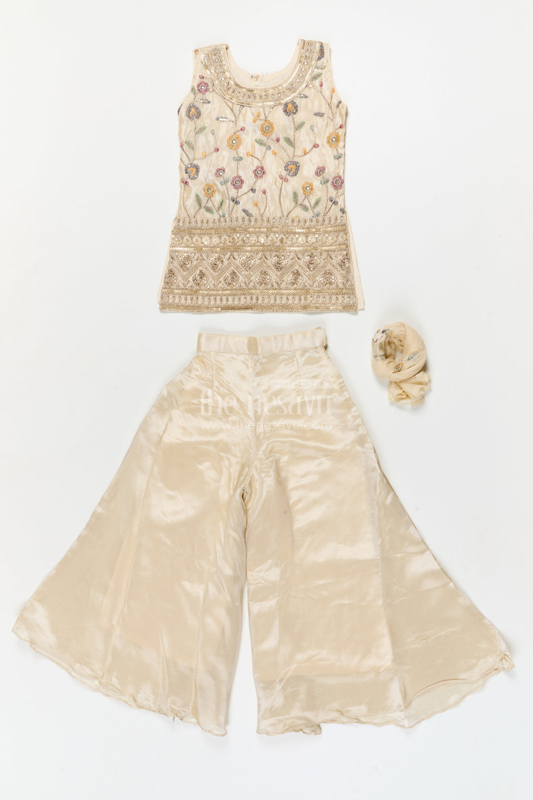 The Nesavu Girls Sharara / Plazo Set Girls Sharara Set for Weddings and Festive Family Gatherings Nesavu Nesavu girls sharara set for festive weddings and family celebrations in viscose silk