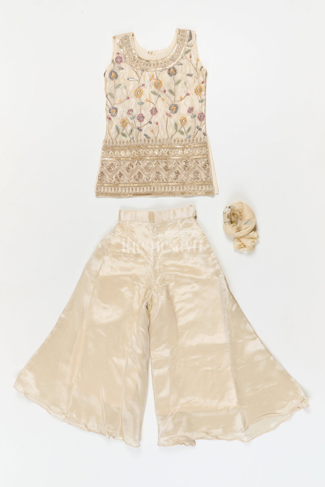 The Nesavu Girls Sharara / Plazo Set Girls Sharara Set for Weddings and Festive Family Gatherings Nesavu Nesavu girls sharara set for festive weddings and family celebrations in viscose silk