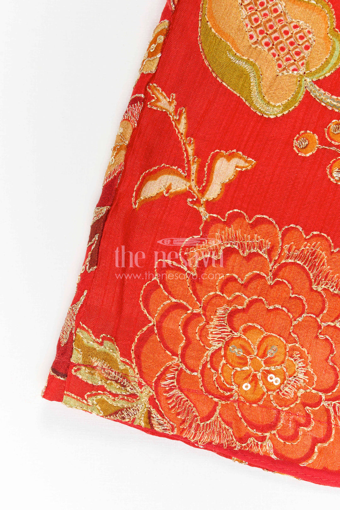 The Nesavu Girls Sharara / Plazo Set Girls Sharara Set for Weddings and Festive Family Occasions Nesavu Nesavu Girls Sharara Set With Floral Sharara Pants And Designer Embroidered Kurti