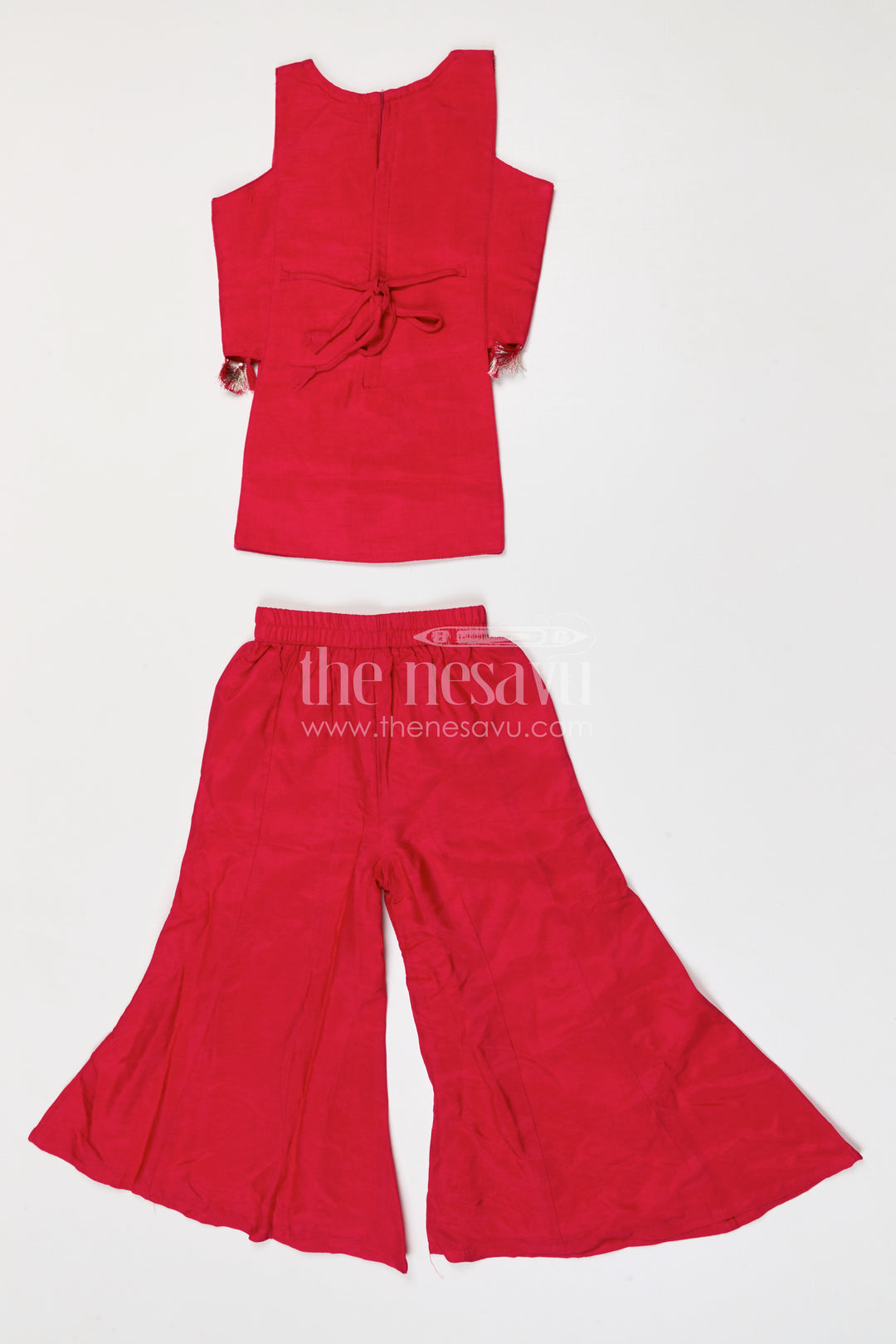 The Nesavu Girls Sharara / Plazo Set Girls Sharara Set for Weddings and Festive Typeoccasions Nesavu Nesavu girls georgette sharara set for weddings and festive occasions with designer embroidered yoke