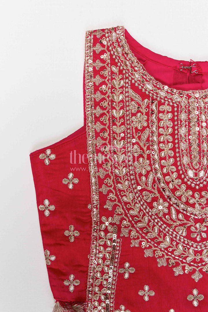 The Nesavu Girls Sharara / Plazo Set Girls Sharara Set for Weddings and Festive Typeoccasions Nesavu Nesavu girls georgette sharara set for weddings and festive occasions with designer embroidered yoke