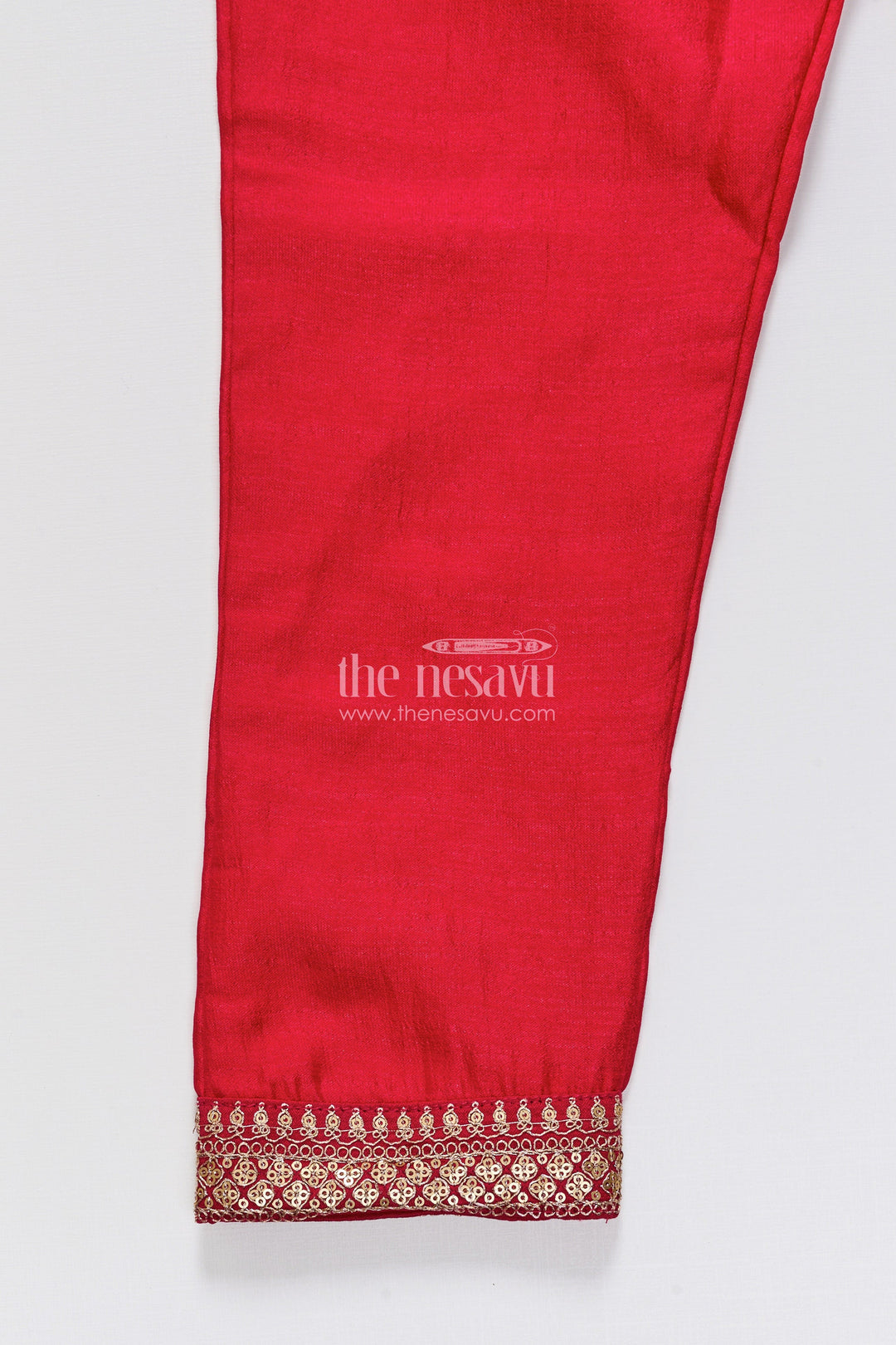 The Nesavu Girls Churidar Sets Girls Sharara Set in Red for Traditional Family Occasions Nesavu Nesavu girls red viscose silk sharara set with zari border perfect for traditional functions and festive events