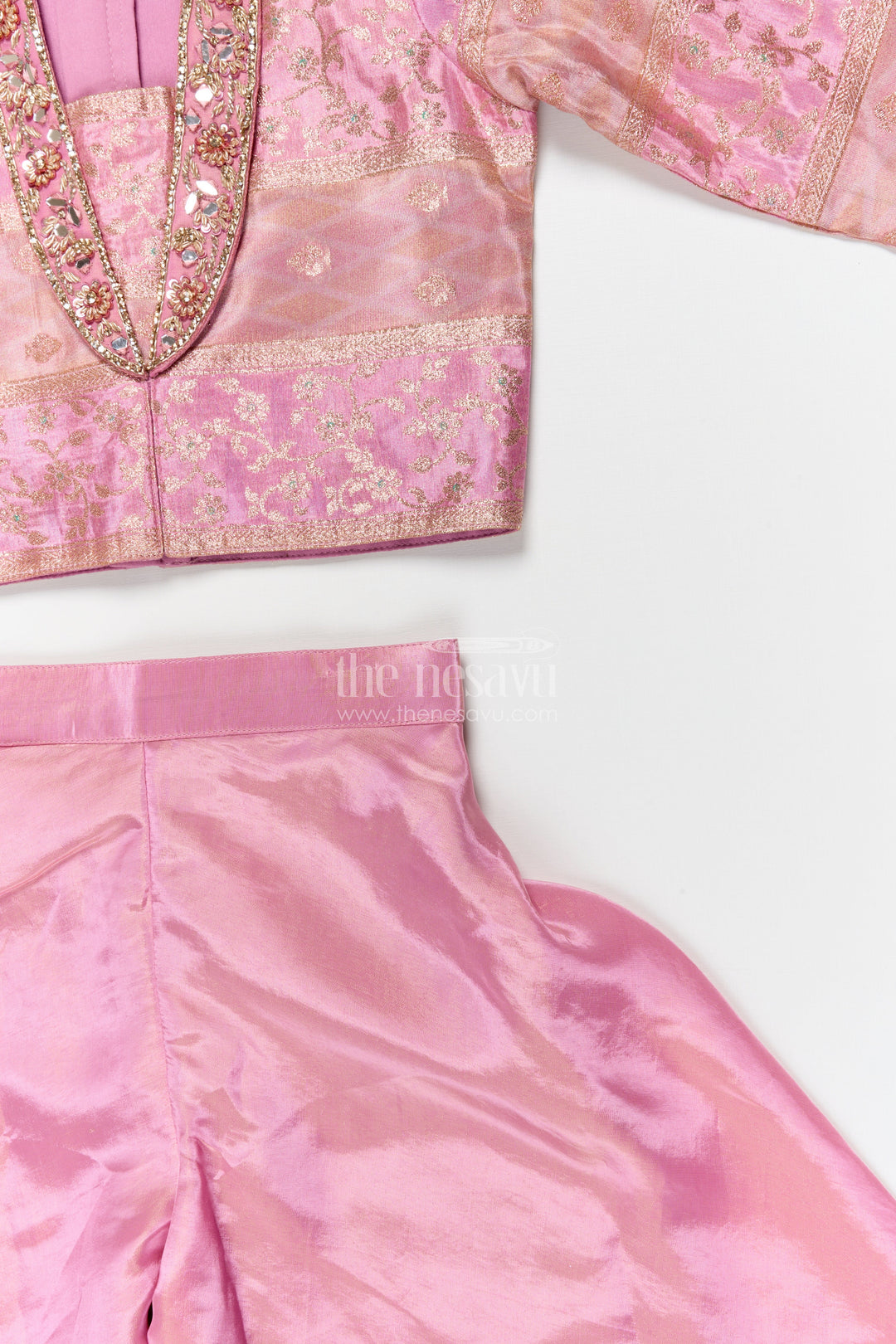 The Nesavu Girls Sharara / Plazo Set Girls Sharara Set with Designer Yoke for Weddings and Festive Occasions Nesavu Nesavu girls sharara set with designer yoke and sling bag for weddings and festive wear