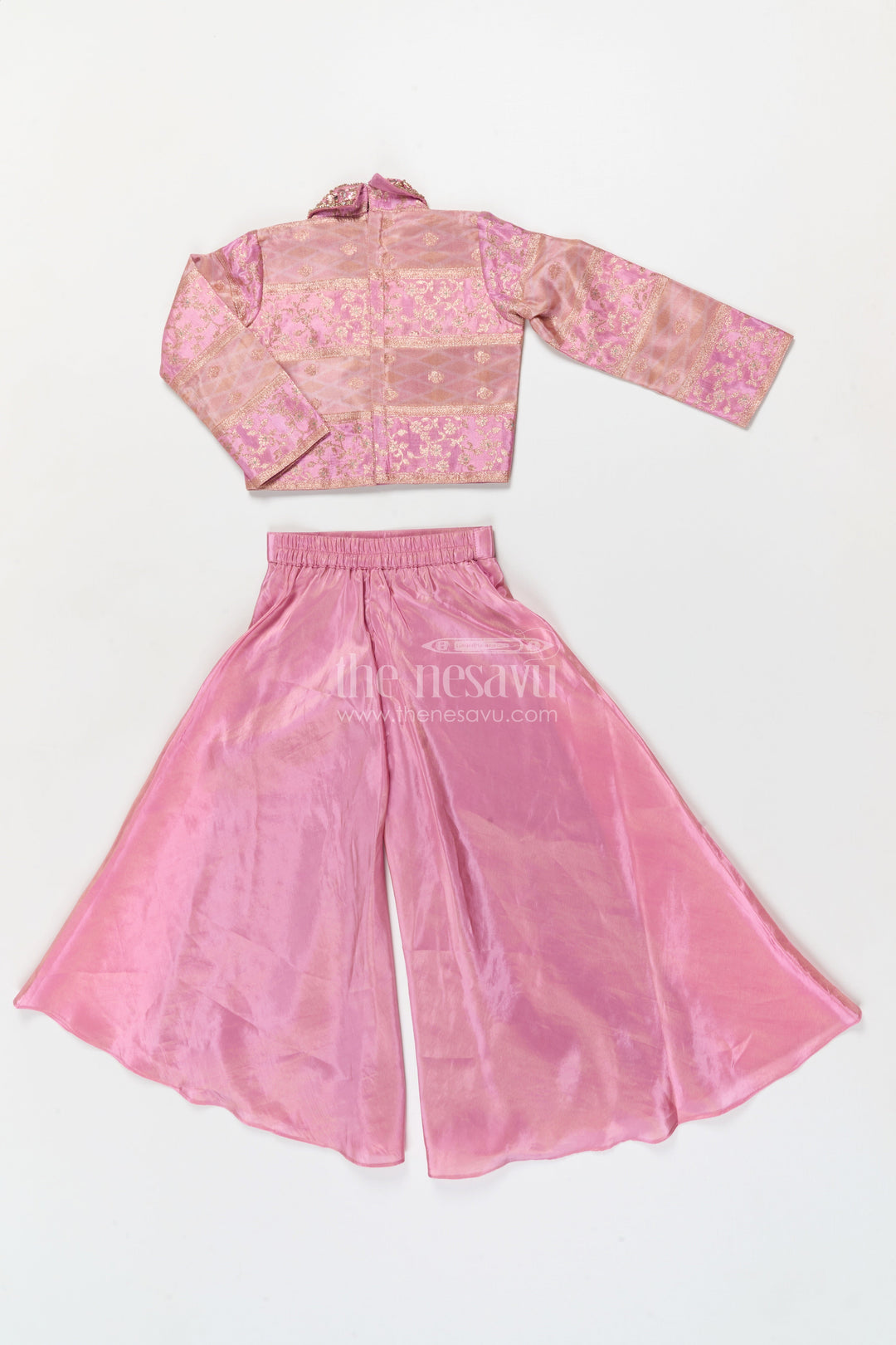 The Nesavu Girls Sharara / Plazo Set Girls Sharara Set with Designer Yoke for Weddings and Festive Occasions Nesavu Nesavu girls sharara set with designer yoke and sling bag for weddings and festive wear